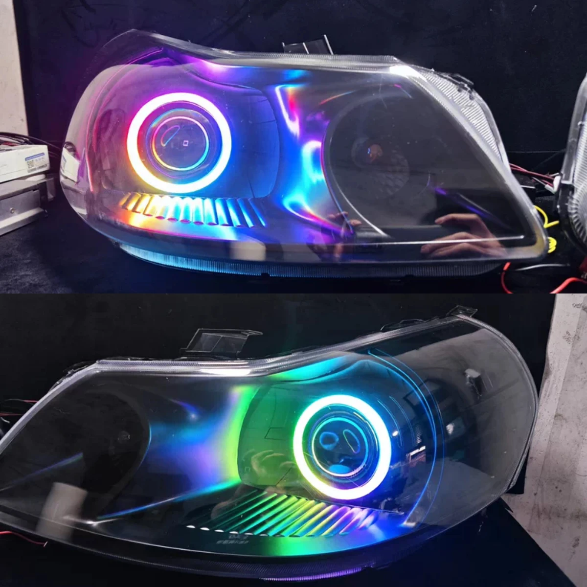 Car colorful LED Headlight Angel Devil Eye For Suzuki S-cross SX4 06-12 Modified Daytime Running Lamp Turn Signal
