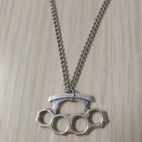 Kpop Five-pointed Star Cross Fairy Dumbbel Hidden Button Brass Knuckle Shape Pendant Necklace Coquette Y2k  Jewelry for Women