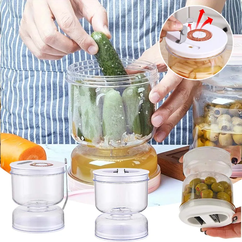 

Multi-Functional Dry-wet Separation Pickle Vegetable Jar Hourglass Food Separator Airtight Leakproof for Juices/Vegetables/Olive