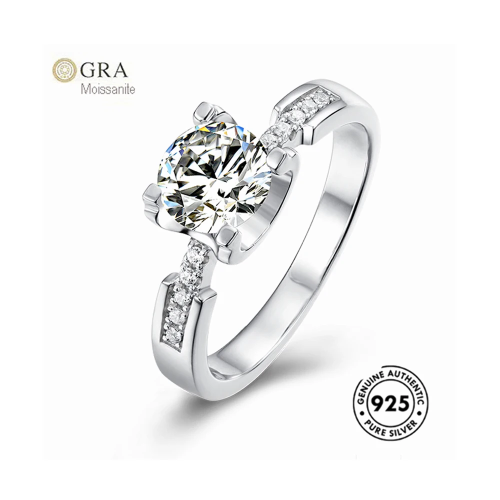 

Jewelry Ring One Carat Big Stone Moissanite Diamond GRA Engagement Jewelry For Women Ready To Ship