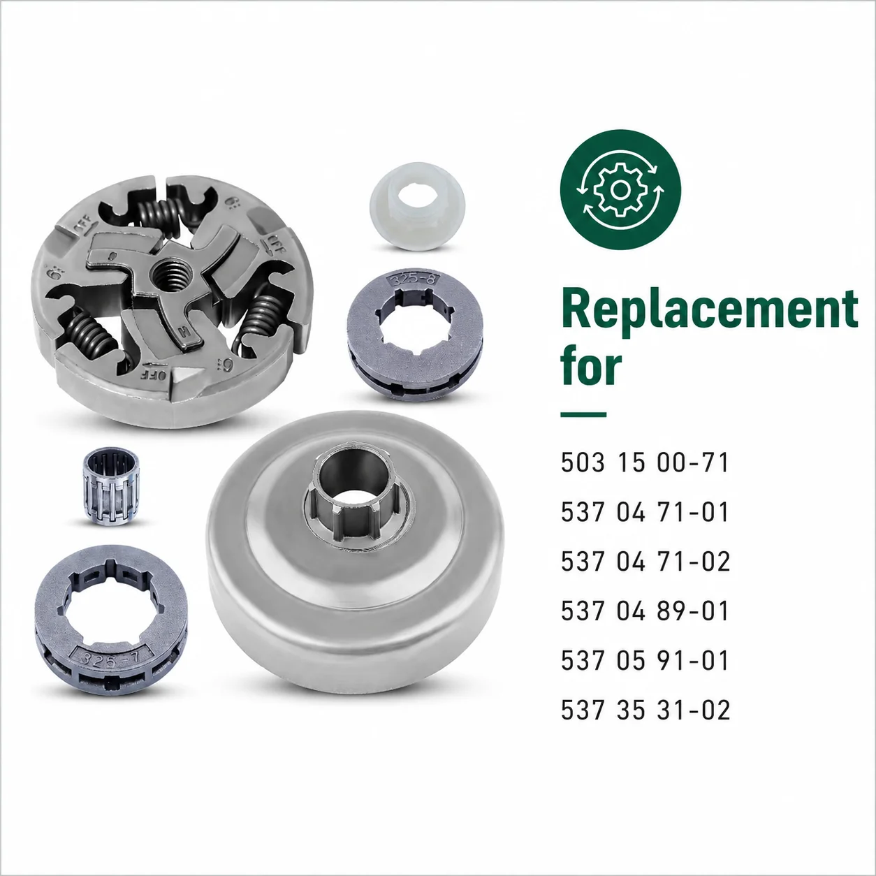 325 7T Clutch Drum Kit Sprocket Rim Assembly with Needle Bearing Worm Gear For Husqvarna 357 357XP Chainsaw Replacement Parts