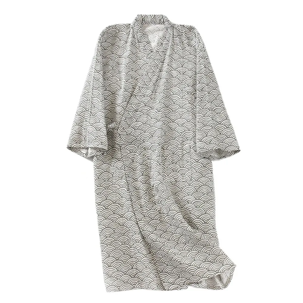 

Sleepwear V-Neck Men's Kimono Bathrobe Long Sleeve Thin Japanese-Style Yukata Loose Casual Kimono Pajamas Sauna