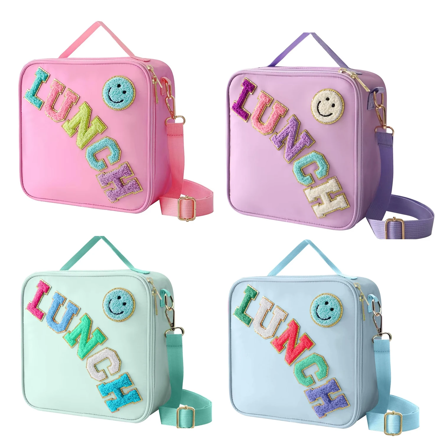 Tas Makan Siang dengan Lapisan Aluminium dan Tali Bahu yang Dapat Disesuaikan untuk Anak-anak, Tas Pendingin Makanan untuk Kembali ke Sekolah, Kotak Makan Siang Terinsulasi