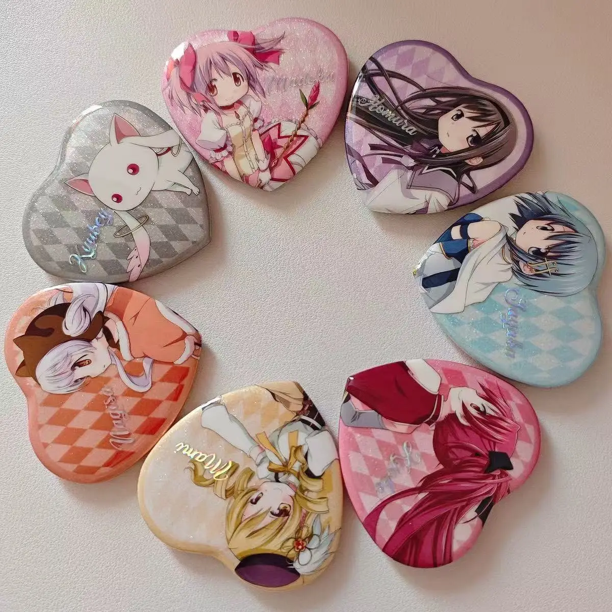 Anime Puella Magi Madoka Magica Kaname Madoka Cosplay Brooch Metal Heart Badge Tomoe Mami Backpack Pins Accesorios