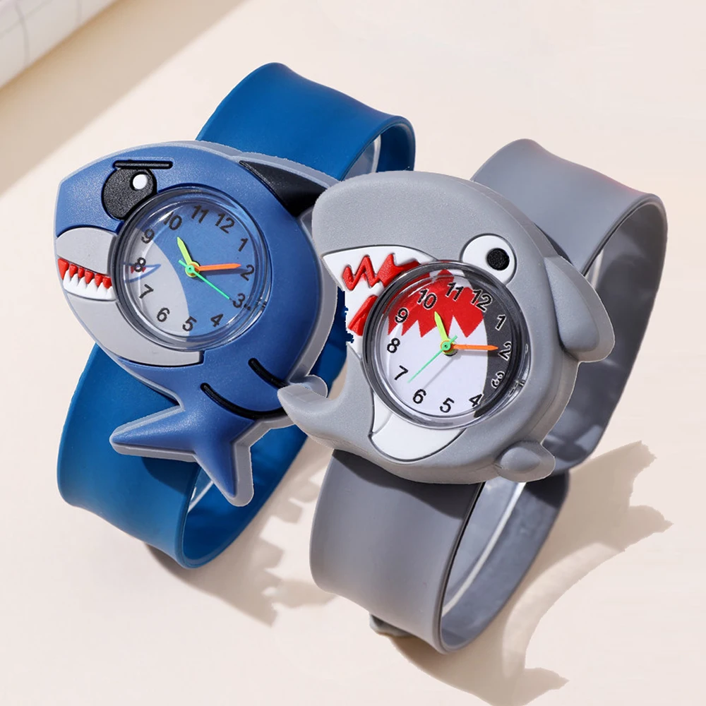 Cartoon Children Watches Baby Study Time Toy Bracelet Kids Slap Watch for Boys Girls Birthday Gift Clock （Free Stickers Battery）