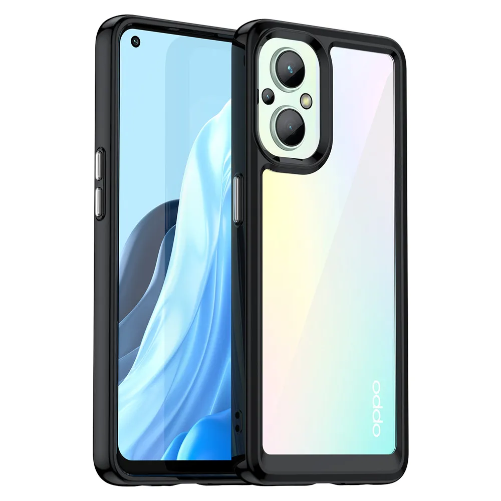 Capa de borda macia para OPPO Reno 8 Lite, Backplane rígido, Full PMMA + TPC Phone Shell, moda, 5G