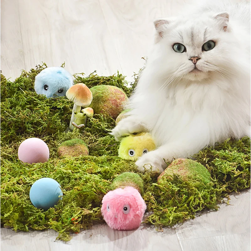 Interactive Ball Smart Cat Toys Plush Electric Catnip Training Toy Kitten Touch Sounding Pet Product Squeak Toy Ball