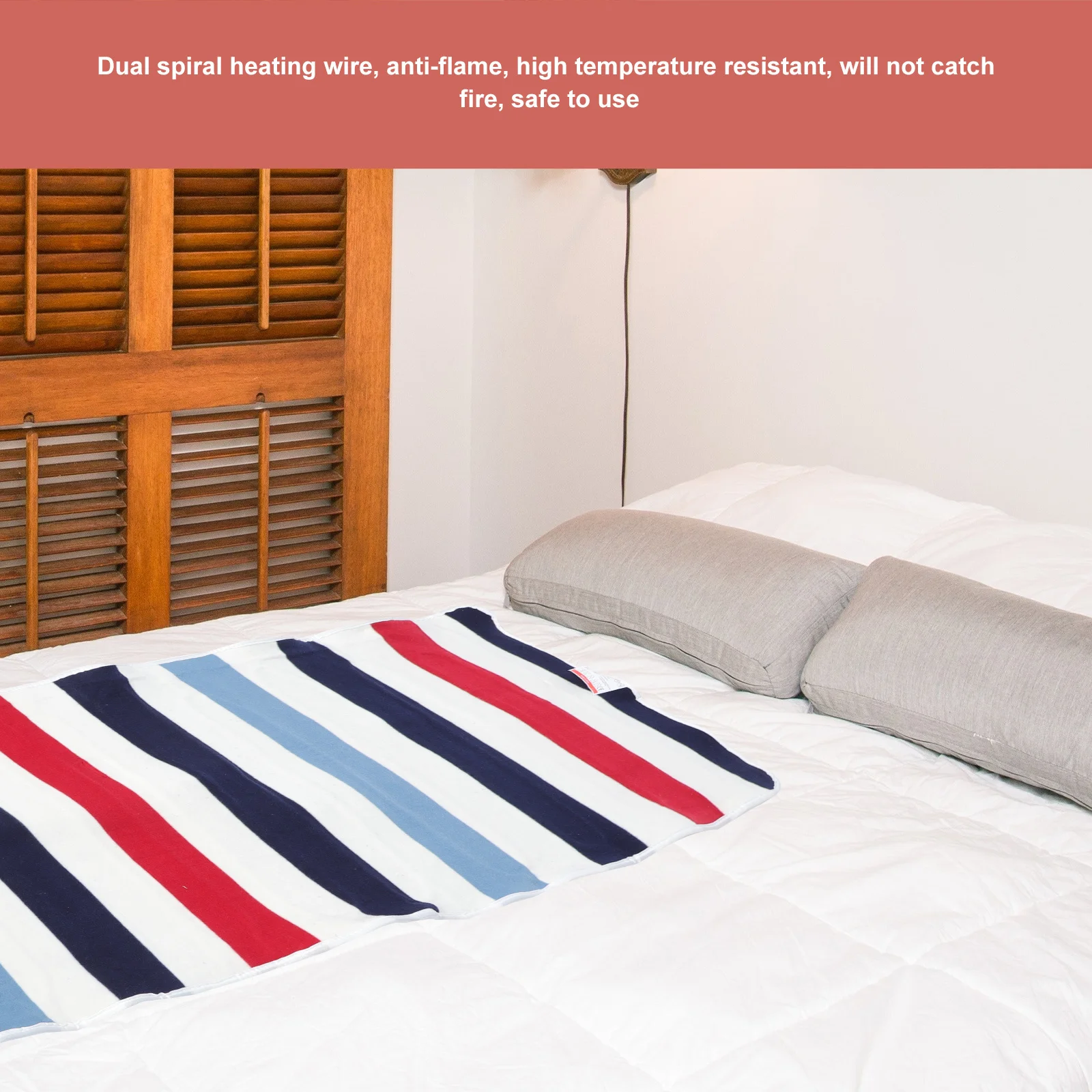 

Large Electric Heated Blanket Soft Fleece Dual Spiral Heating Wire Temperature Timing Overheat Overvoltage Overload Short