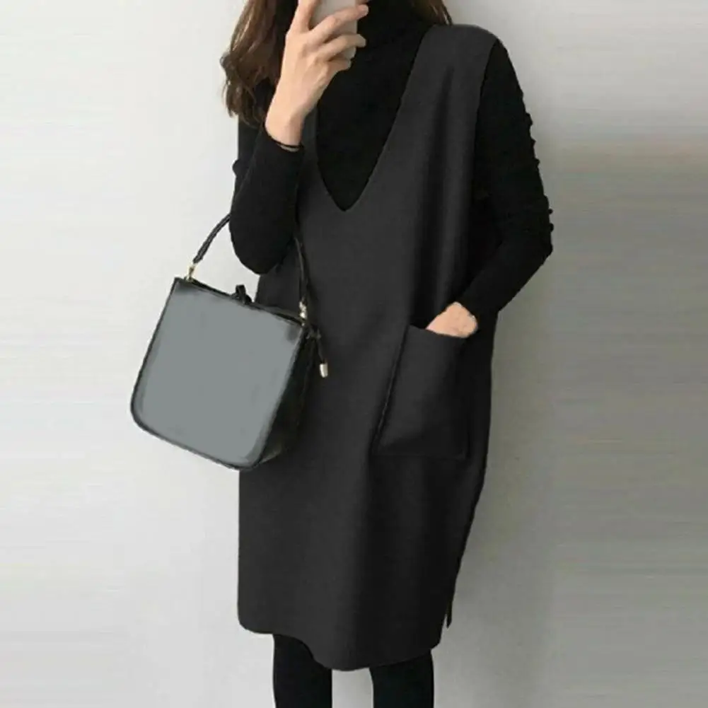 Base Dress Simple Japan Style Pure Color Dress Autumn Winter Women Dress  Pure Color Slim Dress for Parties