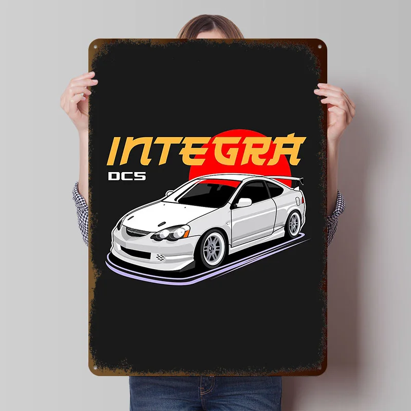Integra DC5 JDM Cars Tinplate Poster Customized Wall Art Vintage Metal Signs Retro Tin Plaque for Decoration Home Decor Items