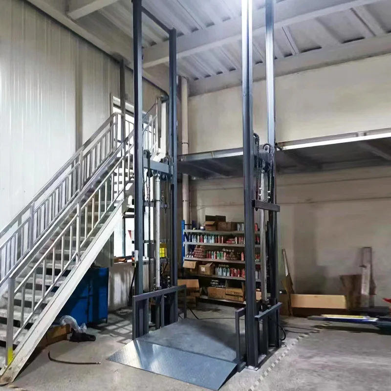 Deposit Hydraulic Dual-Rail  Lift with Electric Remote Control Lifting Cargo Lift Factory Loading Unloading Platform Customized