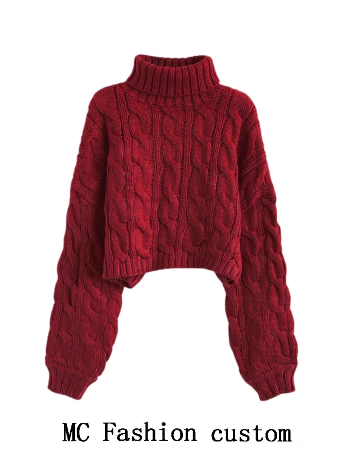 

Loose Knitted Large Size High Collar Sweater Women's Faion Autumn Winter Outerwear Casual Sle Long Sve Color