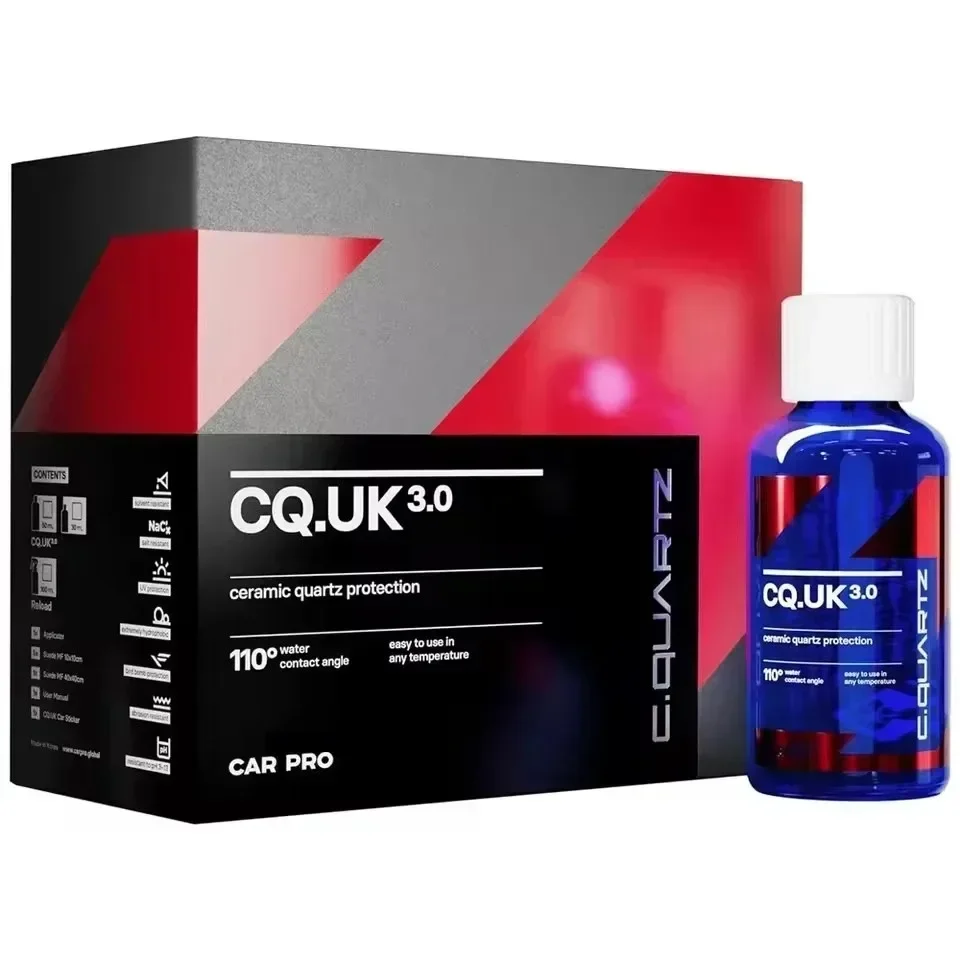 

Автомобильное керамическое покрытие для CAR PRO CQUARTZ UK 3.0 на базе нанотехнологического соединения для покраски стекла, металла и пластика, ухода за краской CQ UK 3.0