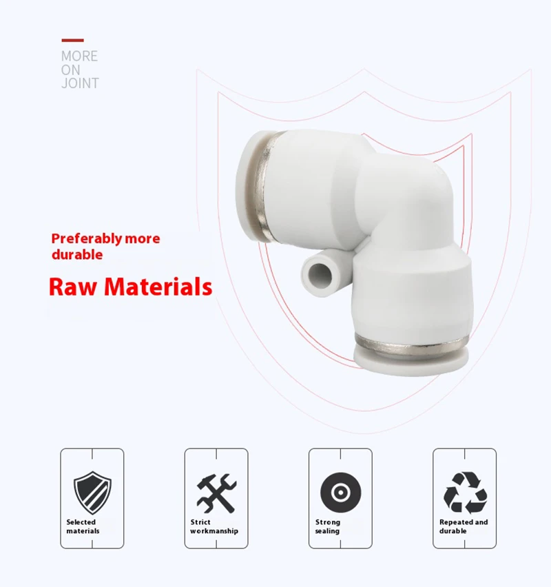 Air Pneumatic Fittings White PV Elbow Quick Connector