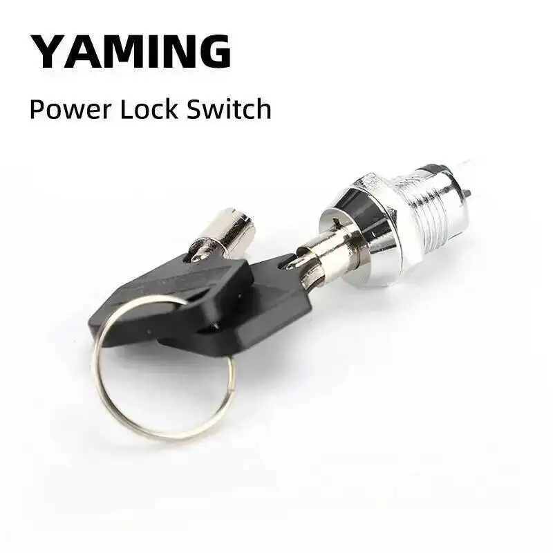 5pcs Electronic Power Lock 12mm Key Rotary Switch Phone OFF-ON 2 Pins Single/Double Pull AC250V 0.5A Mechanical Equipment