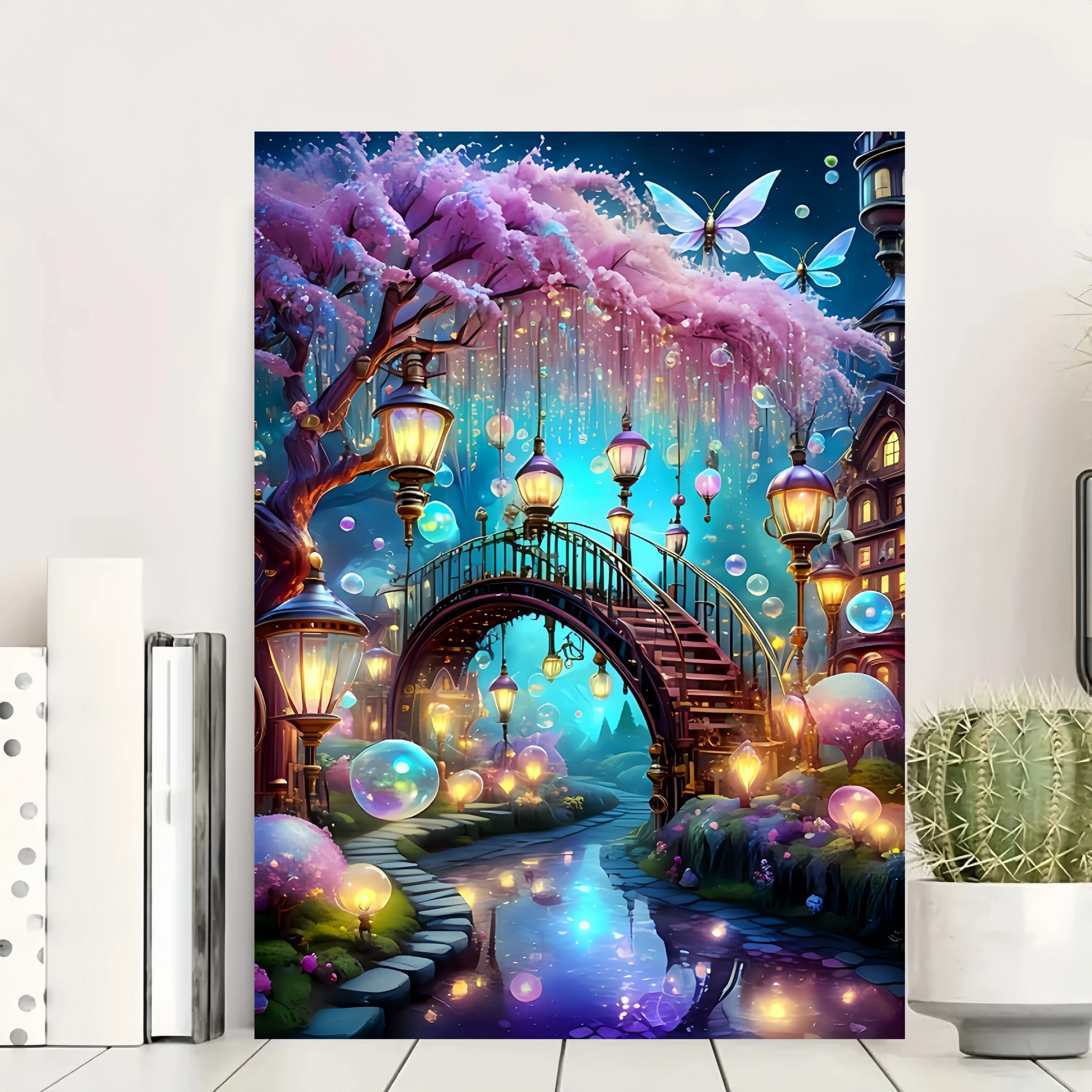 1000pcs Enchanting Bridge & Flowing Water Jigsaw Puzzle - DIY Thickened White Cardboard Suitable for Adults & Families, Challe