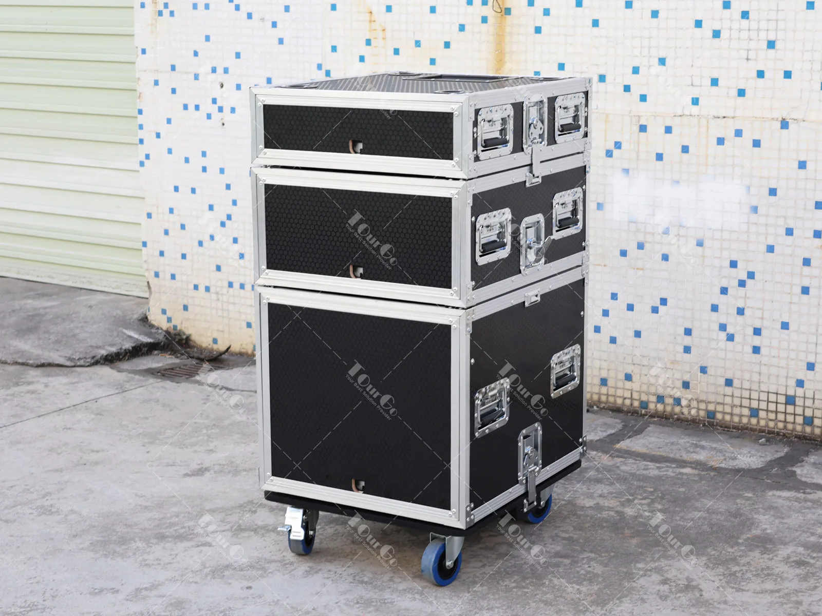19 polegadas 2U 4U 8U Rack Road Case Slam Door Rack Casos Porta Deslizante Flight Case com Rodízio