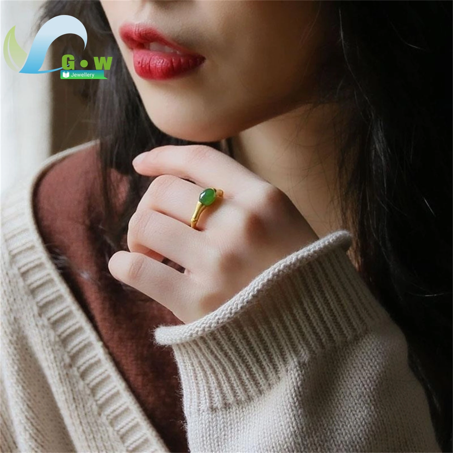 

Высококачественное женское кольцо с древней тематикой, изготовленное из стерлингового серебра из нефрита Хэтянь и элегантным бамбуковым мотивом южного красного агата