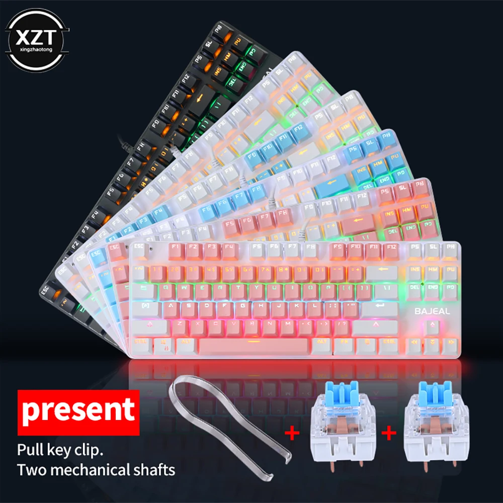 

Gaming Mechanical Keyboard 87 keys Game Anti-ghosting Blue Switch Color Backlit Wired Keyboard For pro Gamer Laptop PC