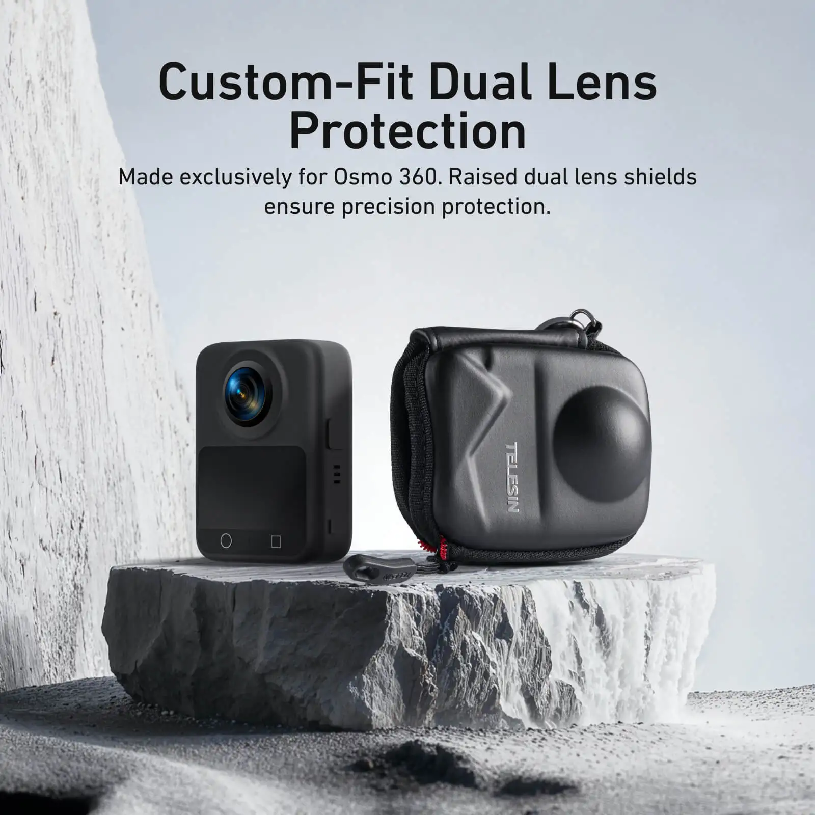 TELESIN حقيبة حماية صغيرة نحى نصف مفتوحة الإفراج السريع حمل حقيبة التخزين ل DJI OSMO 360 كاميرا الملحقات