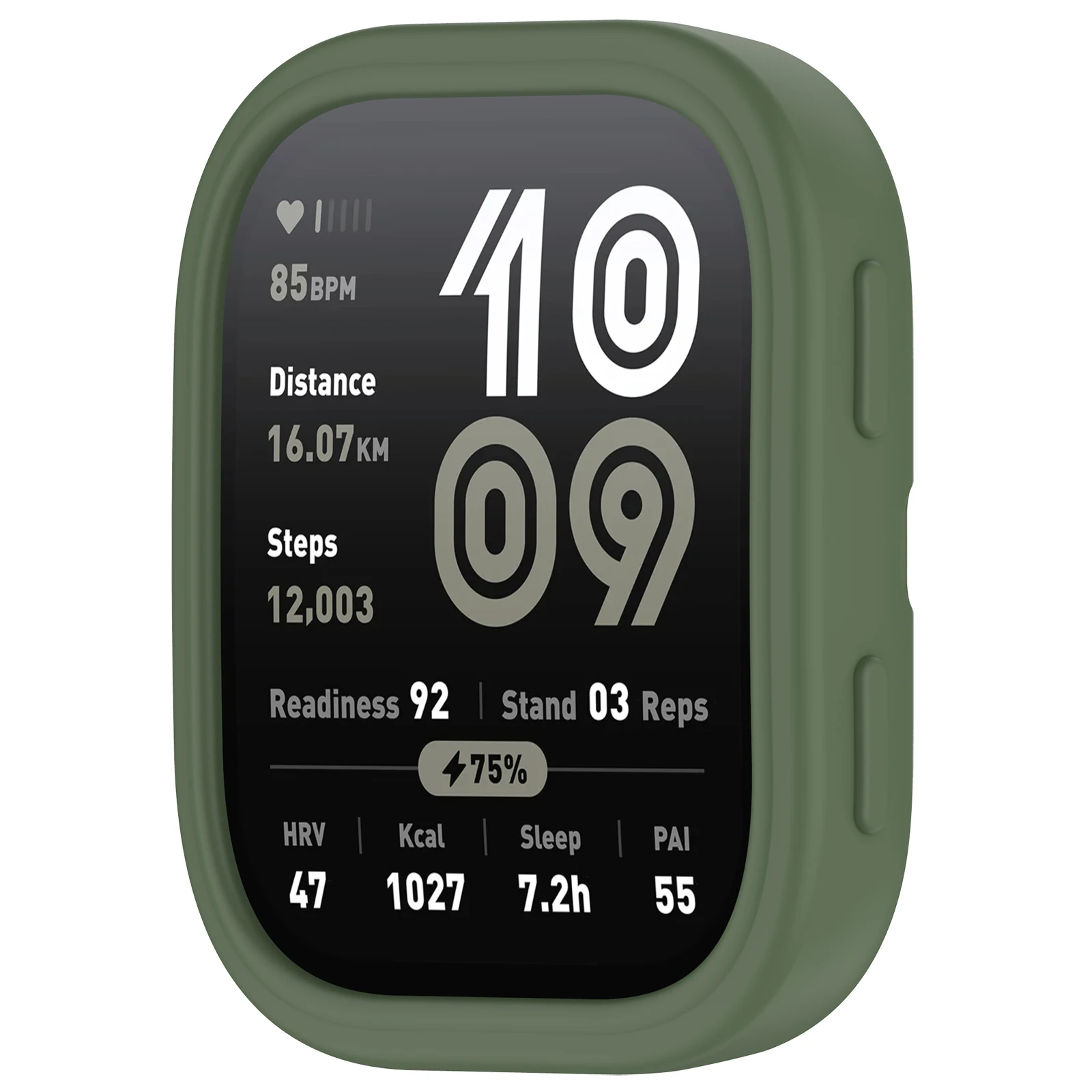 For Huami Amazfit Bip 6 (A2435) Watch Case Soft Silicone Hollow Watch Frame Cover - Dark Green