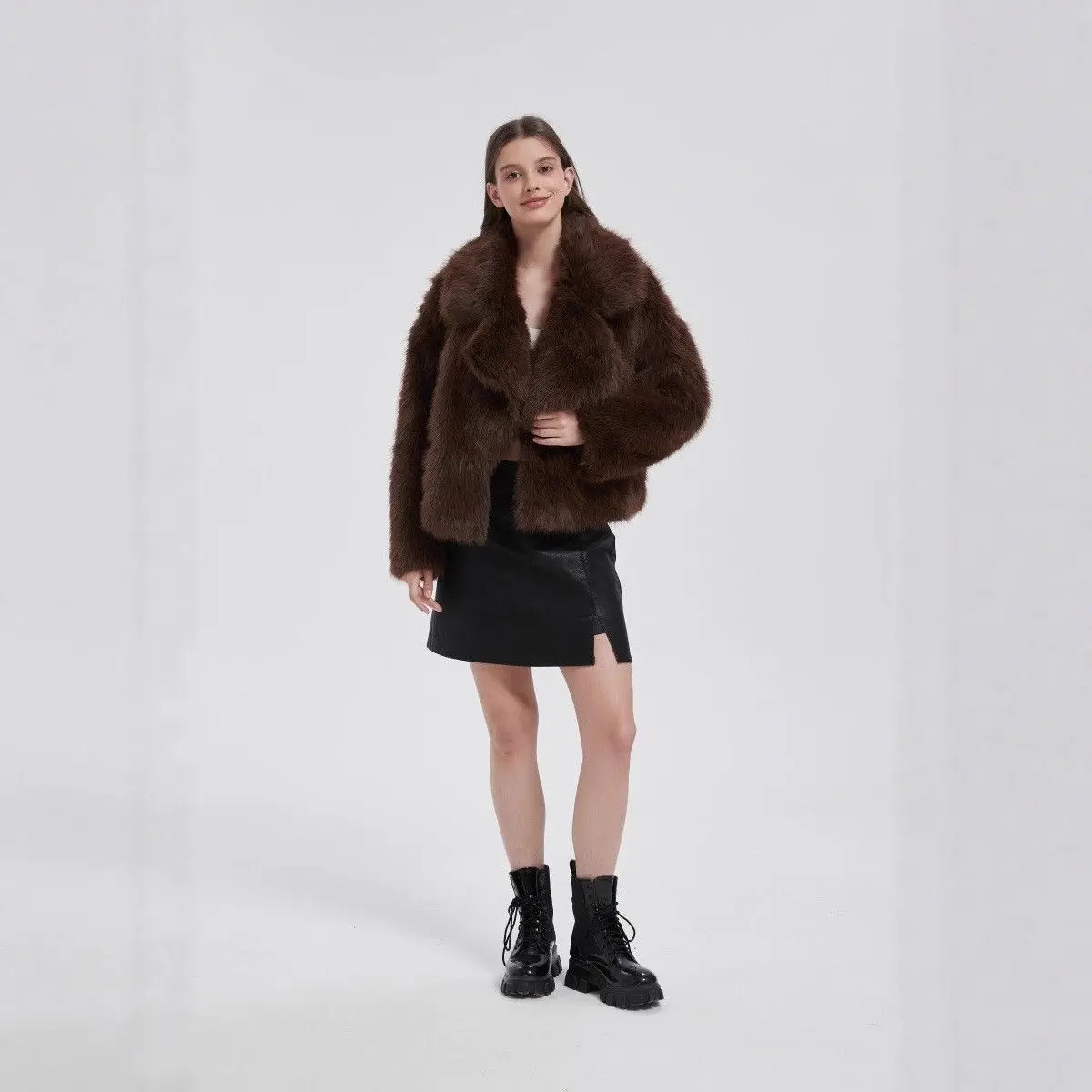 

ortened Fur Jaet Large Collar Women's Faion Winter Coat Warmth And Sle Collar Coat Fem Middle-aged Suitable