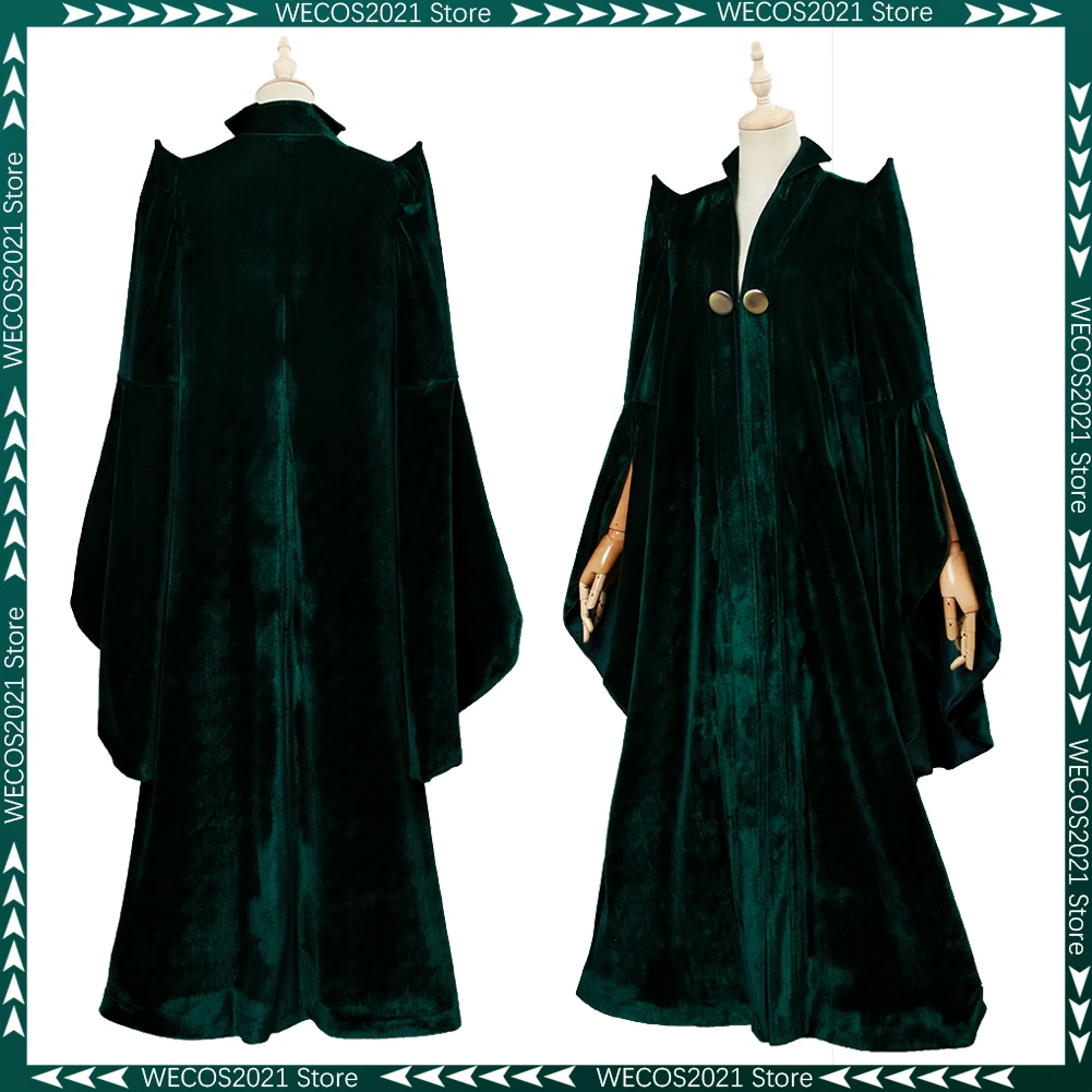 Female Witch McGonagall Cosplay Fantasy Robe Wand Hat Magic Movie Costume Disguise Adult Women Ladies Fantasia Outfits