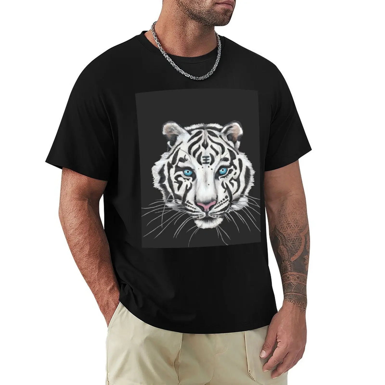 Western White Tiger T-Shirt oversized t shirt graphic shirts summer 2025 mens t shirt