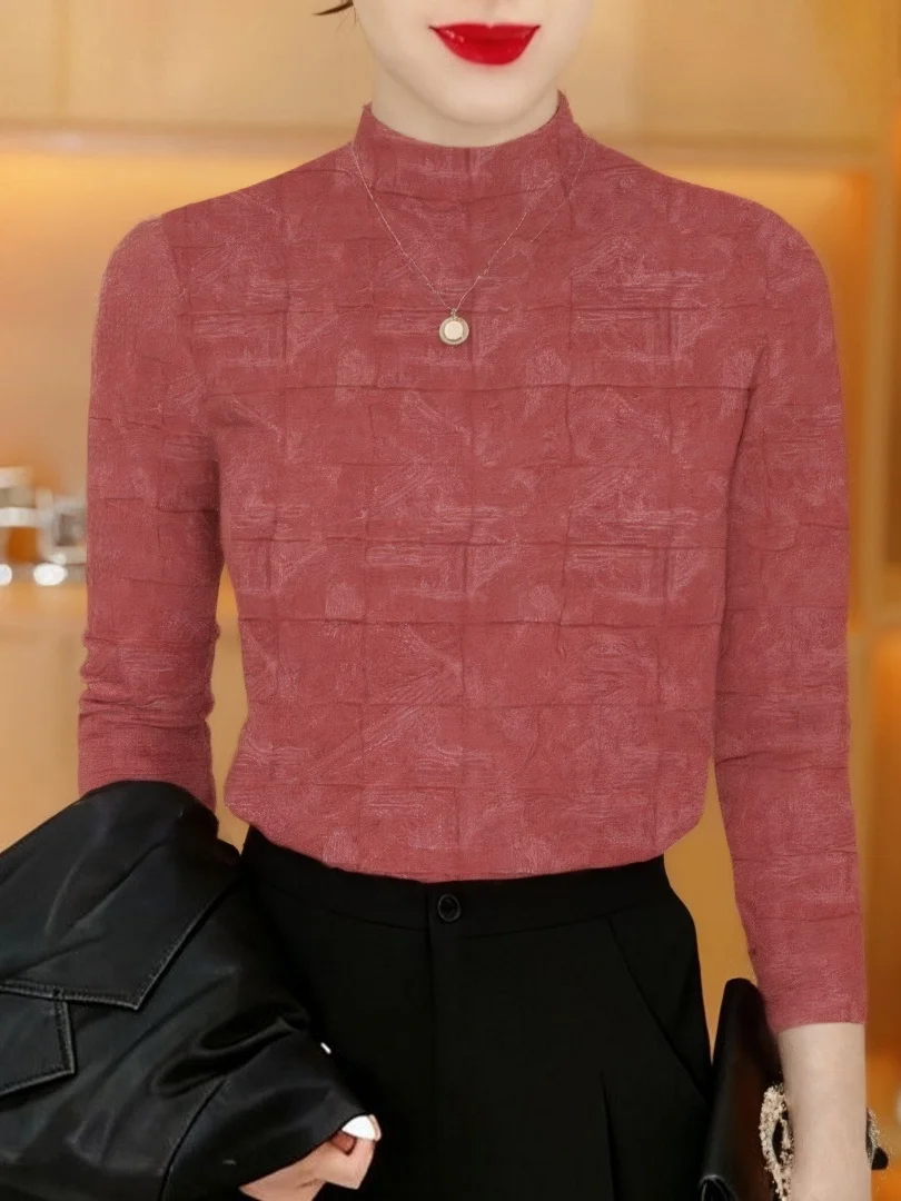 

Утепленная флисовая рубашка с длинным рукавом для беременных, с полувысоким воротником, теплая, элегантная, женская базовая кофта для женщин среднего возраста и...