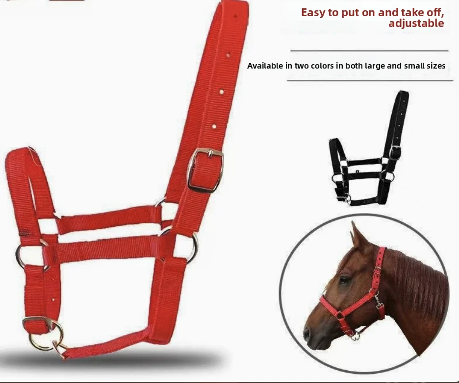 Horse Halter Soft Fleece Padded Adjustable Nylon Heavy Duty with Metal Buckles for Horse Pony Leading Grooming Training