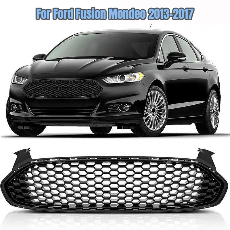 

Для Ford Fusion Mondeo 2013-2017 сотовая решетка переднего бампера, сетка, сменные аксессуары, глянцевая черная решетка воздухозаборника, автозапчасти