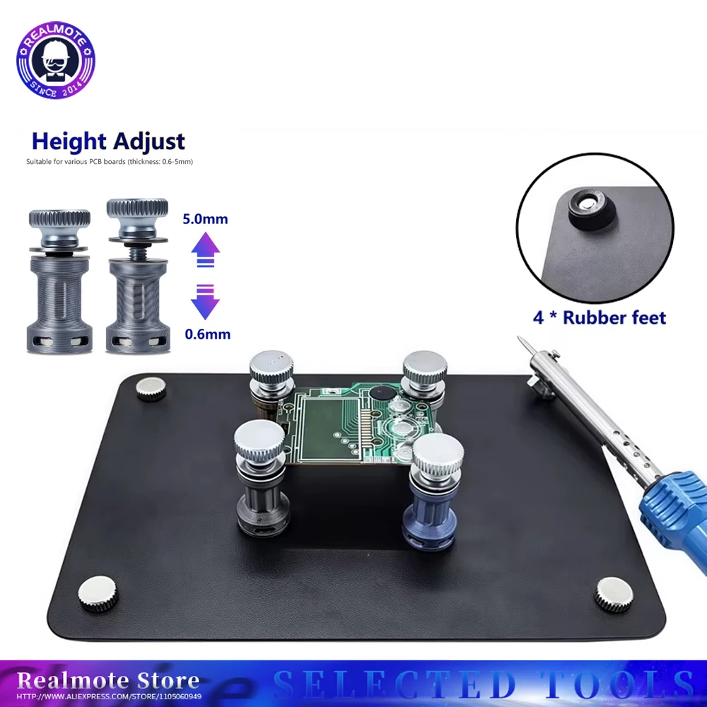 منصة لحام عالمية لحامل PCB مع دبابيس مغناطيسية وأقدام مطاطية لإصلاح مجموعة لوحة الدائرة الكهربائية مغناطيسية قوية