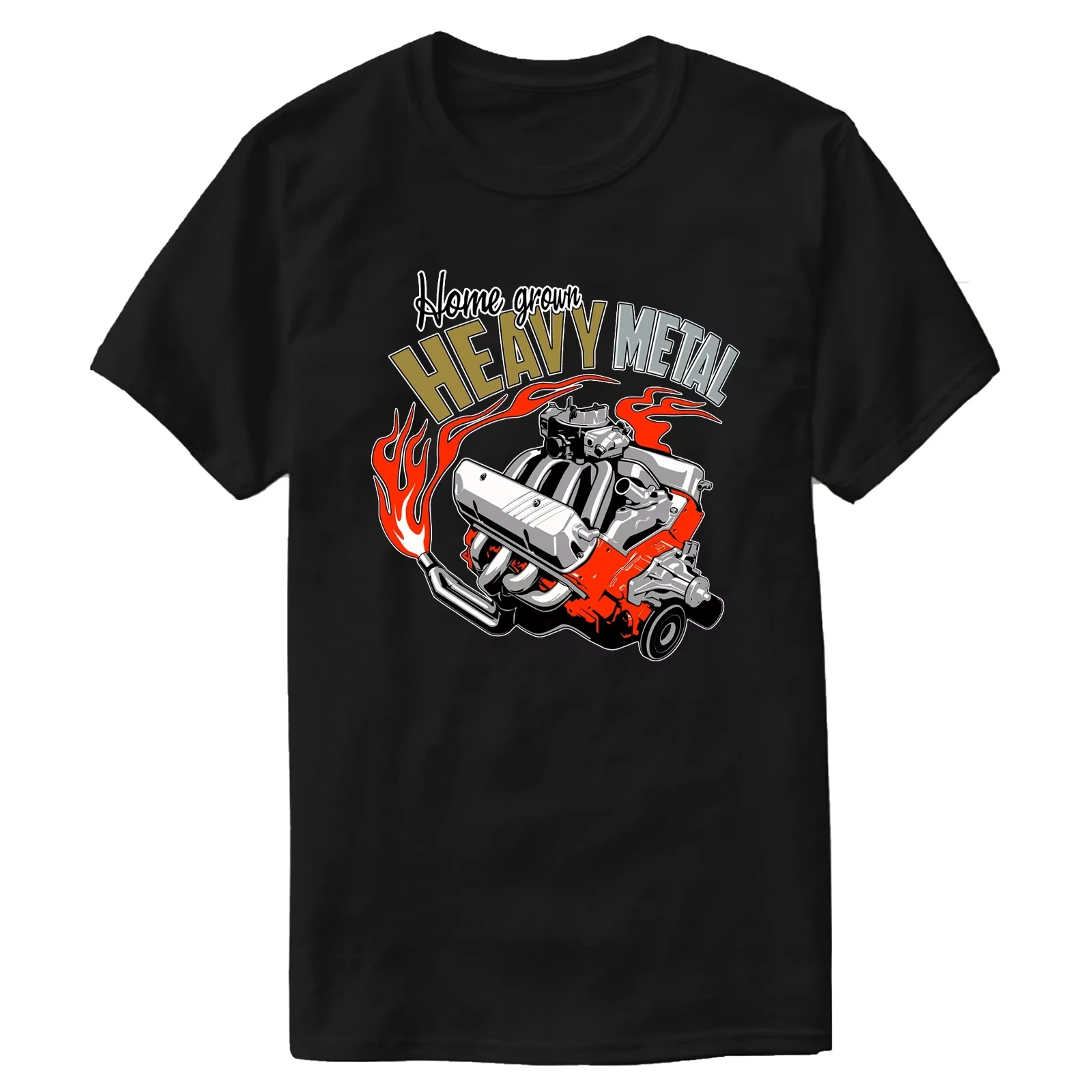 2026 Men's Extra Large Hooded T-Shirt with Retro Hot Engine Flame Pattern Short Sleeve Unisex T-Shirt