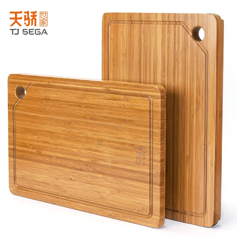 TJ POP Large Bamboo Chopping Block Thick Cutting Board With Juice Groove Have Hole Eco-friendly Charcuterie Board Kitchen Tools