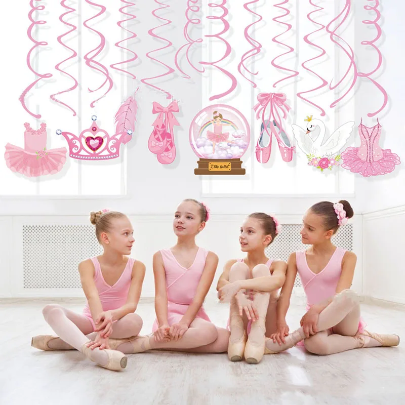Rosa Ballett-Thema Geburtstag Einweggeschirr Schwan Tanzschuhe Kleid Teller Servietten Happy Birthday Party Deko Kinder Mädchen 1. Geburtstag – Detail 4