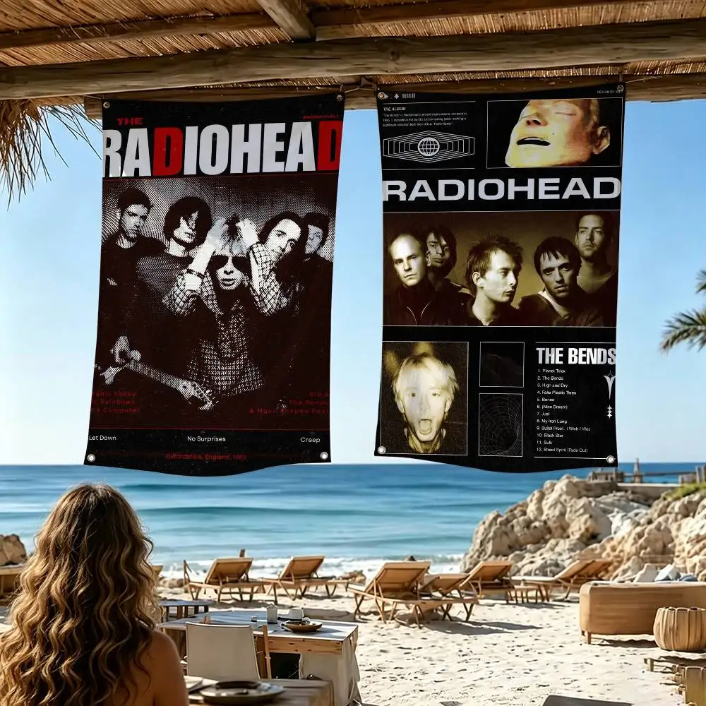 Vintage Rock Band Characters Radiohead  Flags Wall Hanging Tapestry Outdoor Garage Room Decorative flag Background Blanket
