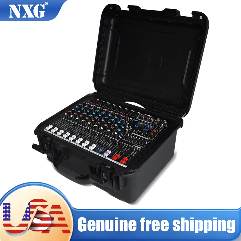 X-960D 8-channel Handheld Portable Audio Mixer, Supporting Dual 450W Passive Speaker Amplifier Output Console, 99 DSP Effects, 7-segment Equalizer, Fan Cooling Bluetooth DJ Mixing Console