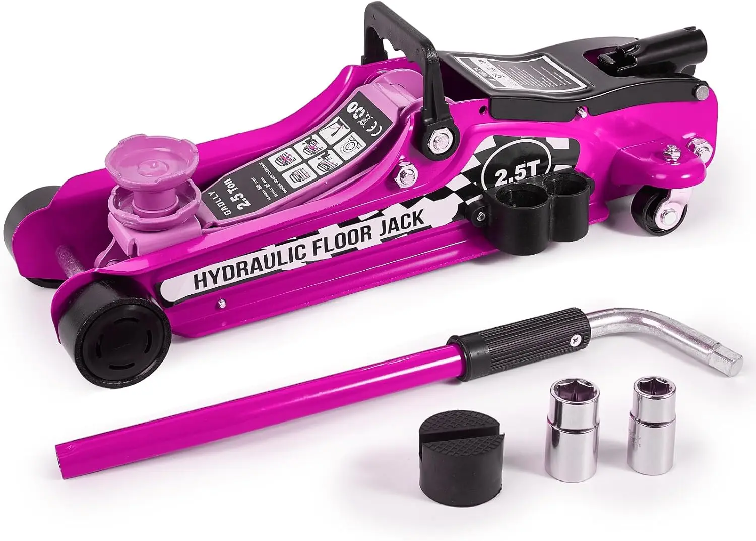 

2.5 Ton Hydraulic Low Profile Trolley Jack Kit with Lug Wrench Pink for SUV and Auto Tire Tool