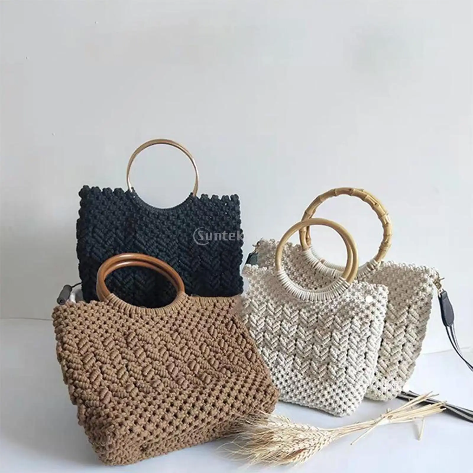 Crochet Bag Bottom Mat Pad Pet Bags Insert Base Wooden Handle DIY Accessories