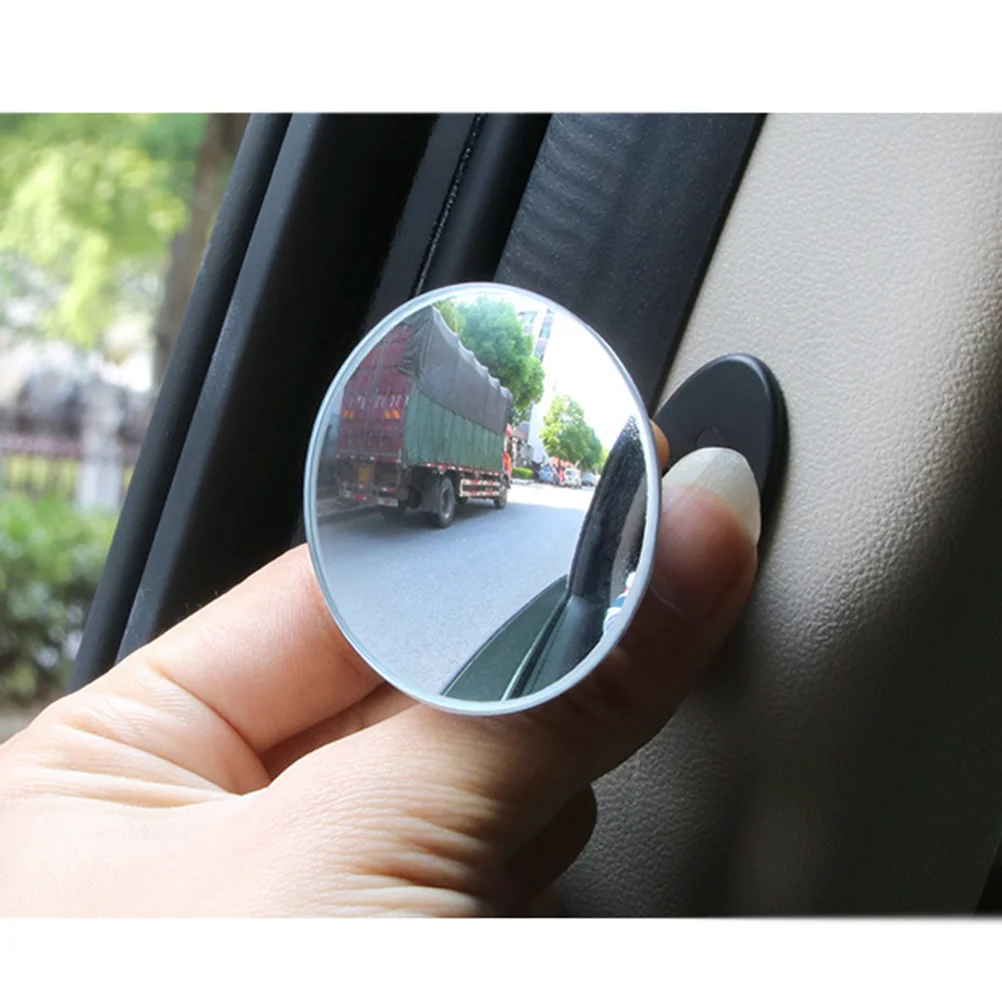 

Single Small Circular Automobile Door Blind Spot Mirror Frameless Ultra Thin Slim Design Adjustable Swivel Wide Field Rearview