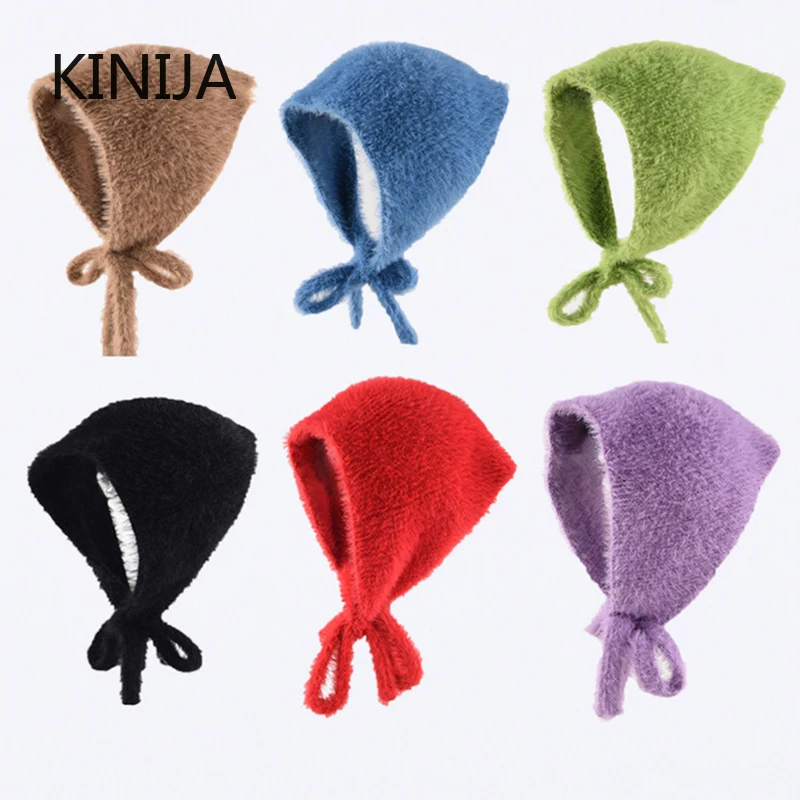 الحجاب الفرنسي المرأة الربيع الشتاء الدافئة أفخم محبوك مثلث وشاح الحلو ولطيف الدانتيل متابعة غطاء عقال #1