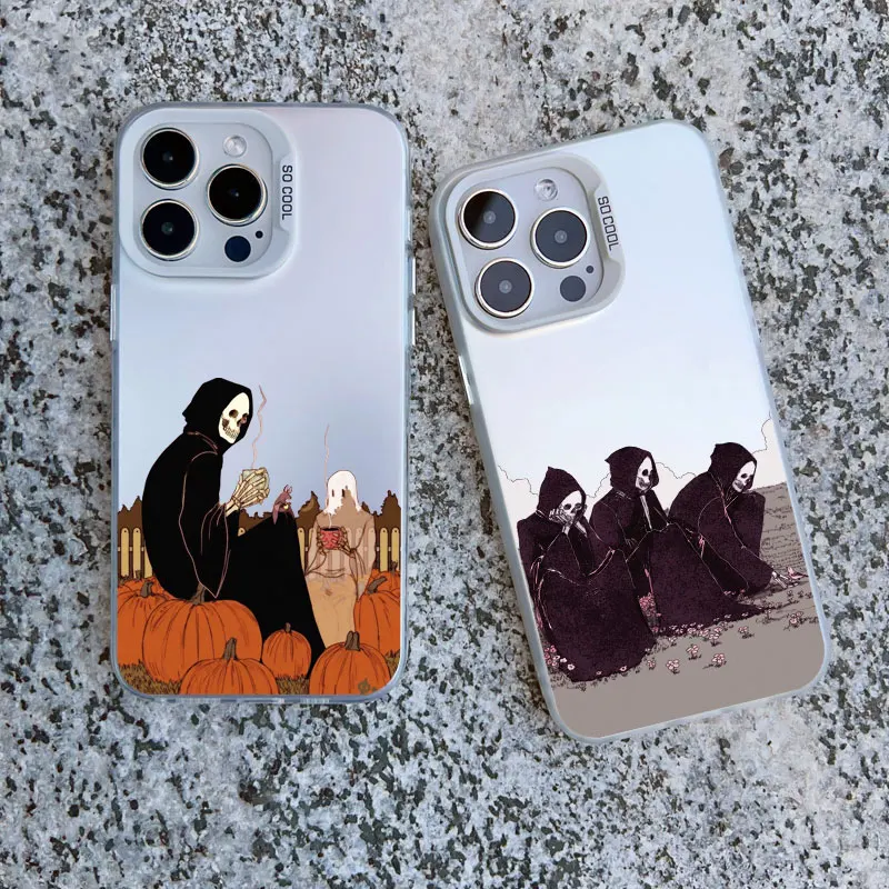 luxury Black Terror Ghost Death demon Phone Case For iPhone 15 14 Plus Pro Max 13 12 11 Mini Pro Max Shockproof Laser Back Cover image 3