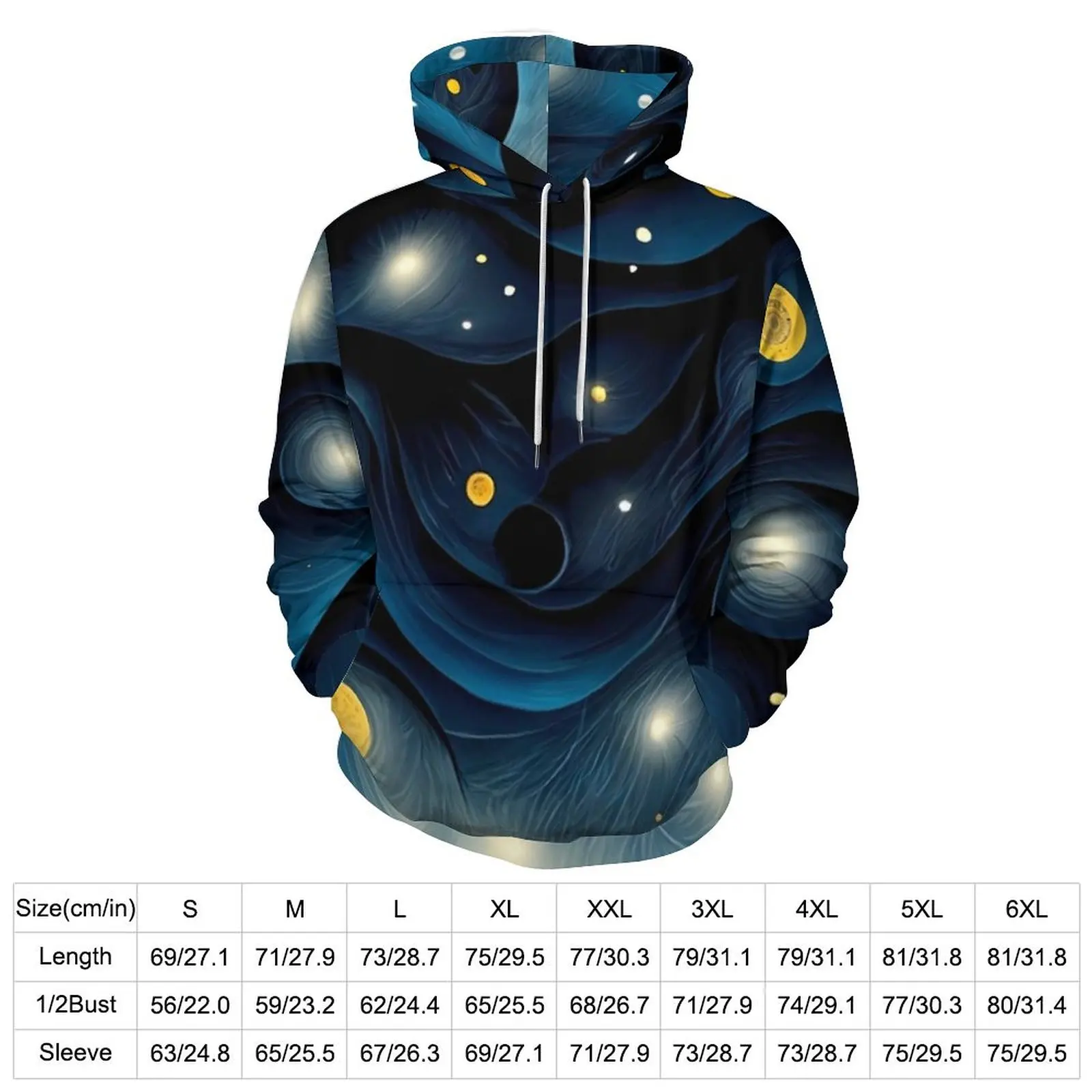 The Starry Night Hoodies Long Sleeve Modern Art Print Y2k Casual Hoodie Winter Hip Hop Oversized Custom Loose Hooded Sweatshirts