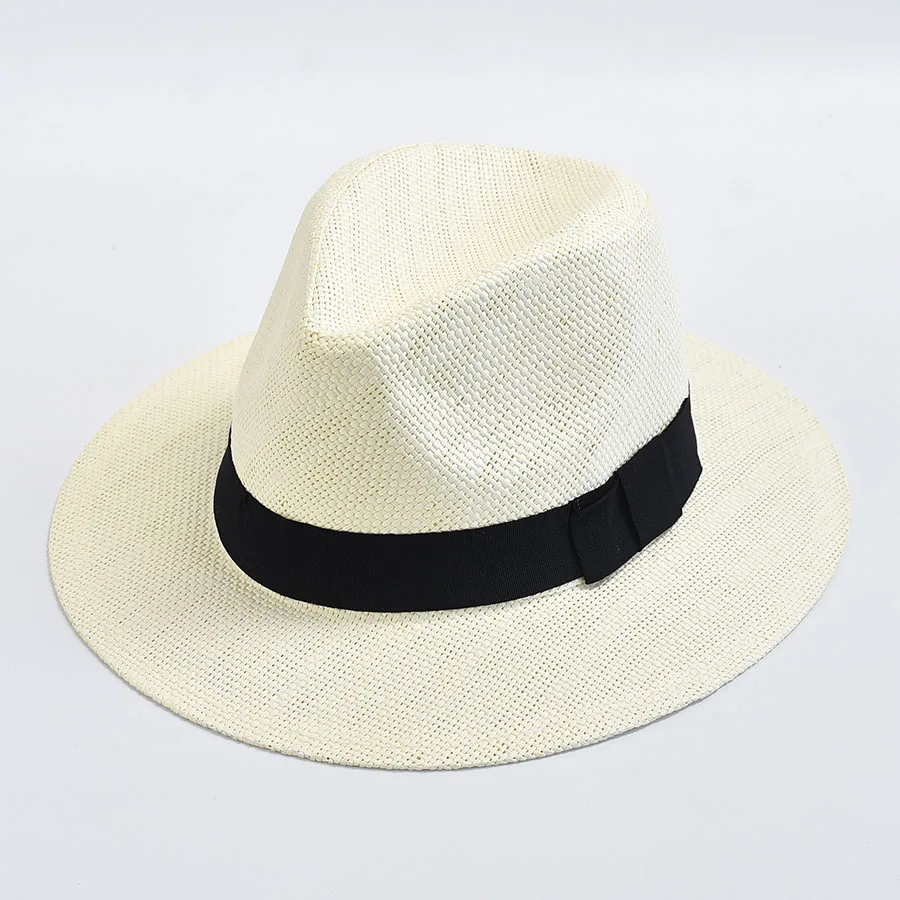 Summer Casual Straw Hats For Women Men Panama Trilby Jazz Hat Outdoor UV Protection Beach Hat Bonnet