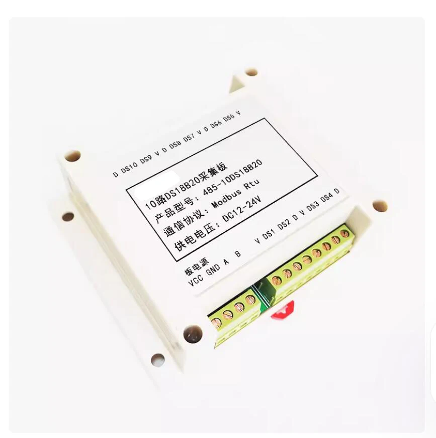 

10 Channel DS18B20 Temperature Acquisition Module Temperature to RS485 Transmitter Modbus RTU Communication