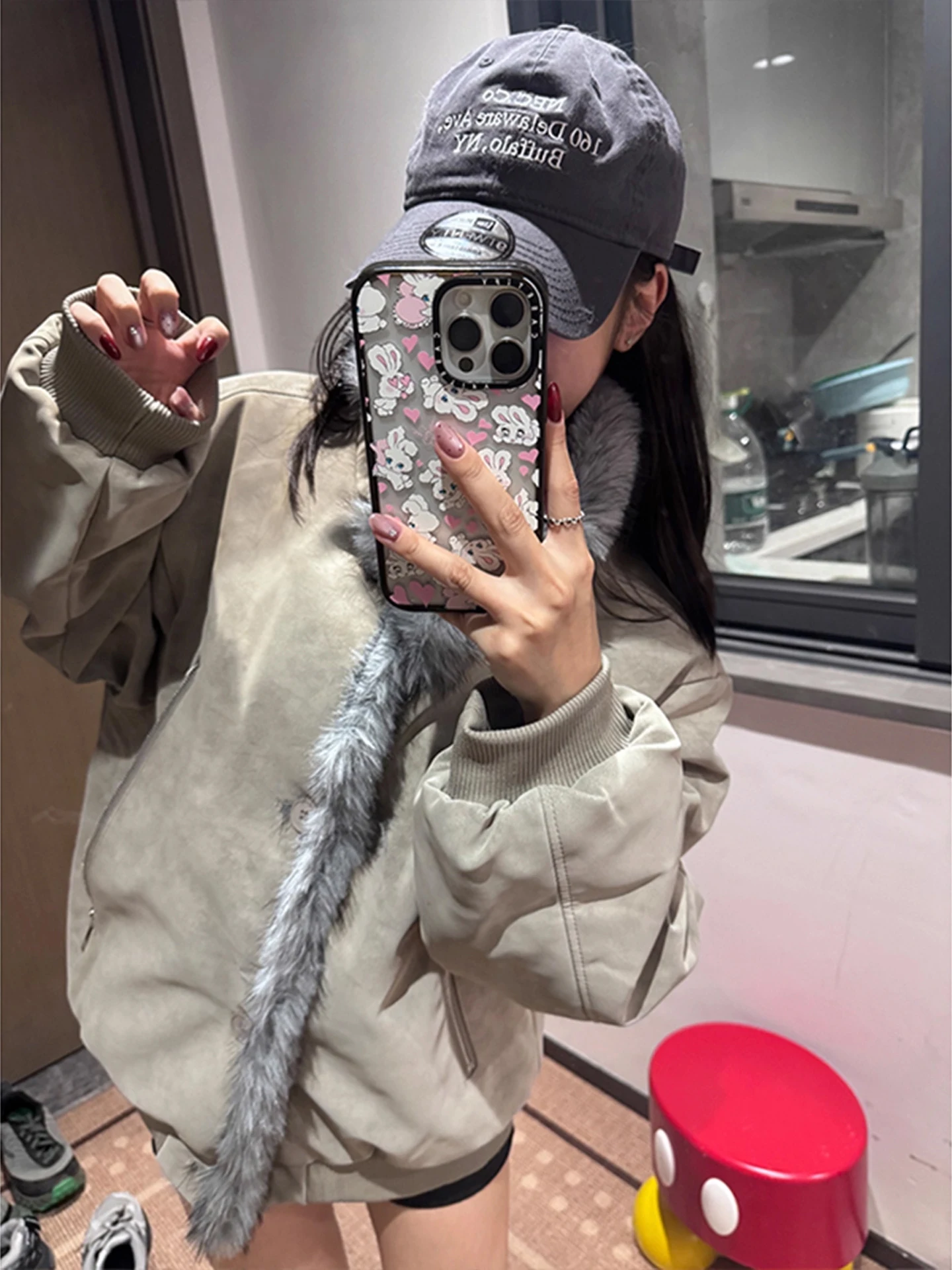 معطف عمال من القطن بتصميم كلاسيكي من الفرو الأمريكي على شكل نسر جبلي Jaet Thiened للرجال والنساء مشاعر شتوية راقية