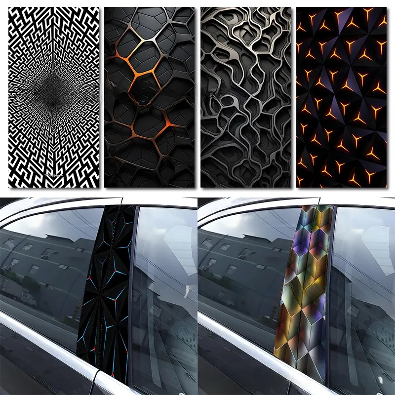 FOR HONEYCOMB  Pattern Car B Pillar Sticker Waterproof Sunproof Sunscreen Car B-pillar Sticker Automotive Accessories