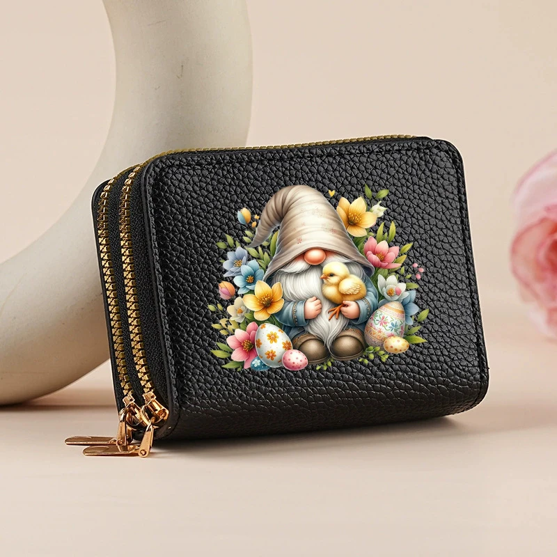 Gnome Featuring a Dwarfs Double Zipper Wallet Lychee Pattern Fashion Short Credit Card Holder with Large Capacity Coin Purse – Detail 6