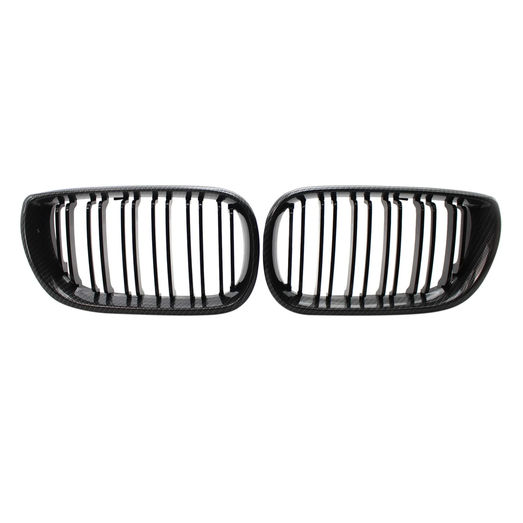 Carbon Fiber Pattern Front Hood Kidney Grille Grill Dual Line For-BMW E46 3-Series 4Door 2002-2006 Front Bumper Grille