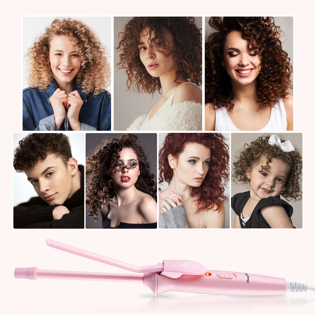 CkeyiN Mini Hair Curling Iron 9mm Curler Wand Professional Curly Tongs Ceramic Electric Salon Styling Tool Small Crimping Iron